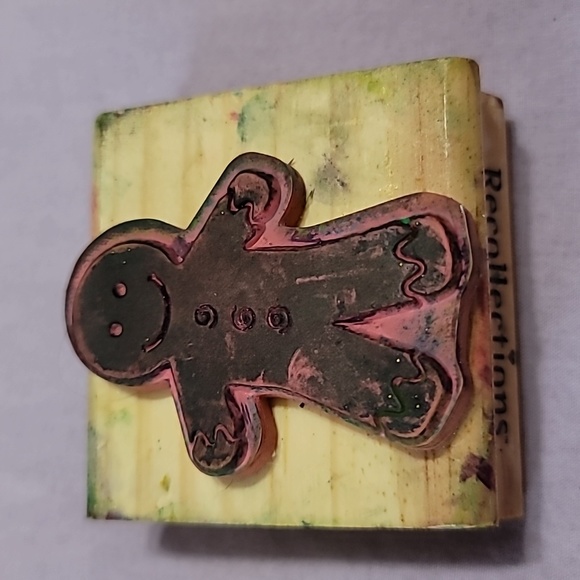 Cartoon Gingerbread Man Wooden Rubber Stamp - Picture 2 of 4